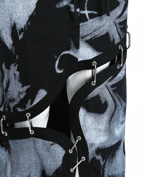 Deconstructed Safety Pin Print Skirt